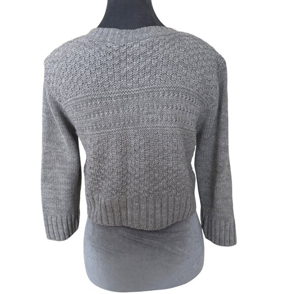 NGuage Womens Medium Gray Acrylic Button-Down Cropped Cardigan Sweater - Picture 3 of 5